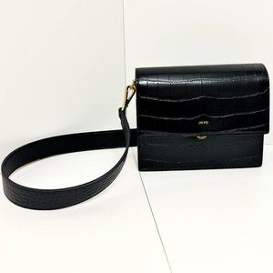 NWOT Womens JW PEI Mini Flap Crossbody - Black Croc 6"H x 7.5"W x 3"D